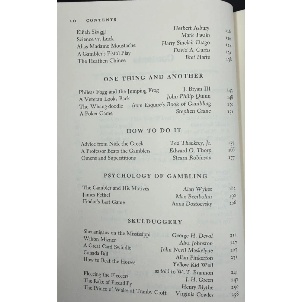 John K HUTCHENS The Gambler's Bedside Book 1977 Combo of Fiction & Nonfiction